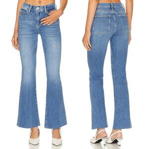 Frame Denim Le Easy Flare Jeans 25 Raw Fray Undone Hem in Drizzle $258 Designer